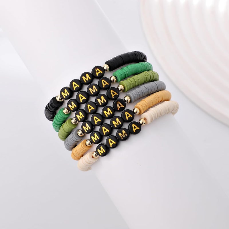 GOOJIDS Surfer Heishi Clay Bead Bracelets for Women Bohemian Stackable Gold Plated Beaded Stretch Bracelets Elastic Layering Friendship Bracelets Set Boho Jewelry - Image 2